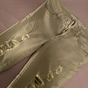 Army Green Distressed Jeans